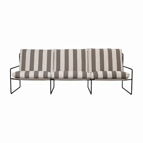Gartensofa 3-Sitzer Desert Stripe textil braun L 233 cm - Ferm Living - Bra günstig online kaufen