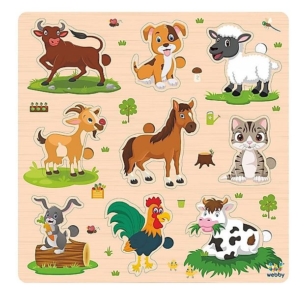 Webby Toys Puzzle Holzpuzzle-Board – Lernspiel für Kinder ab 2 Jahren, 9 Pu günstig online kaufen
