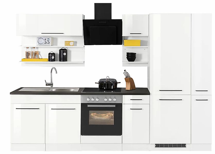 KOCHSTATION "KS-Tulsa" ohne E-Geräte, Breite 300 cm, schwarze Metallgriffe, günstig online kaufen