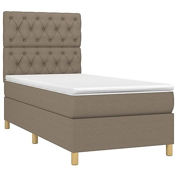 vidaXL Bett Boxspringbett mit Matratze & LED Taupe 80x200 cm Stoff günstig online kaufen