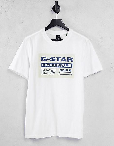 G-Star – T-Shirt mit Originals-Logo in Weiß günstig online kaufen