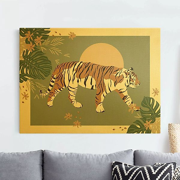 Leinwandbild Safari Tiere - Tiger im Sonnenuntergang günstig online kaufen