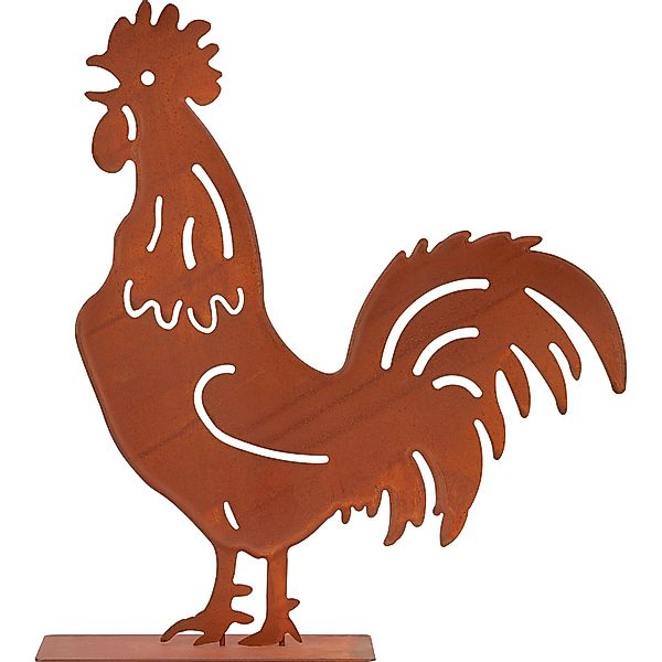 Gartenfigur Hahn Eisen Rostrot 32 cm x 8 cm x 35 cm günstig online kaufen