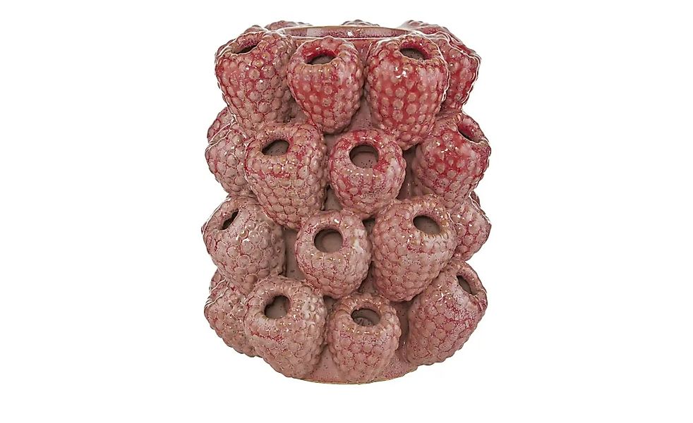 HOME STORY 3D Himbeere Vase   ¦ rot ¦ Steinzeug ¦ Maße (cm): H: 18,5  Ø: 16 günstig online kaufen