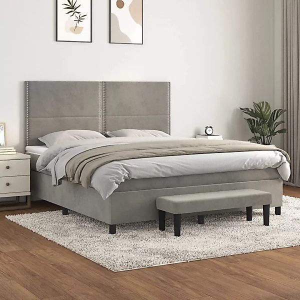 Vidaxl Boxspringbett Mit Matratze Hellgrau 180x200 Cm Samt günstig online kaufen