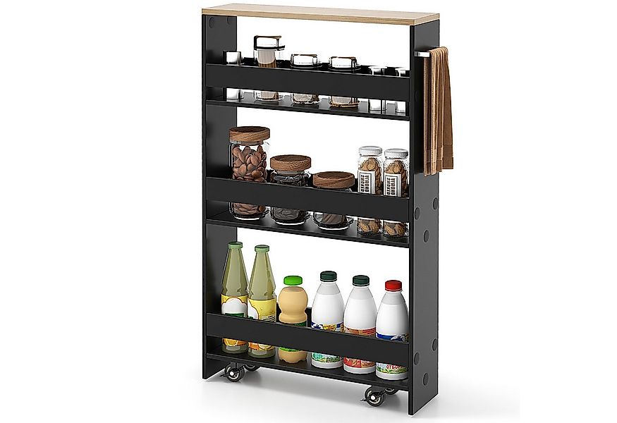 COSTWAY Küchenwagen, schmal, Nischenwagen 4 Ebenen, auf Rollen, 48x12,5x81c günstig online kaufen