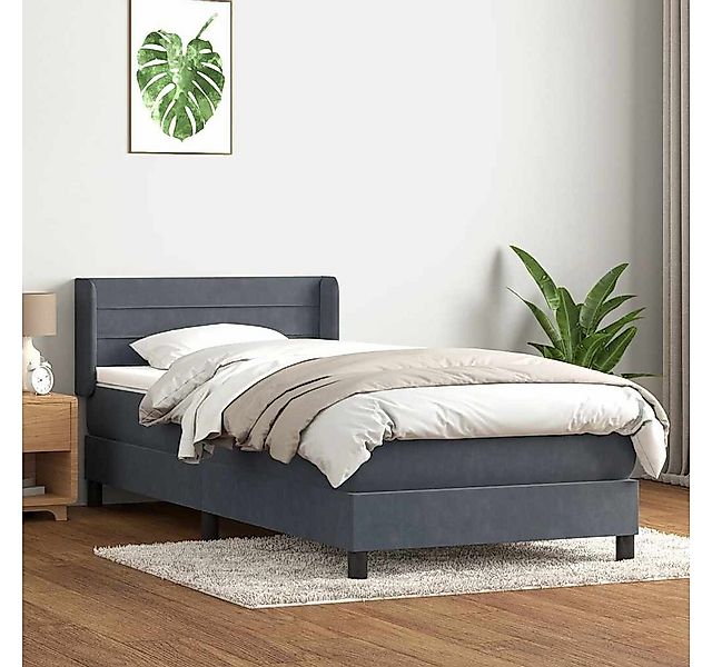 vidaXL Boxspringbett, Boxspringbett mit Matratze Dunkelgrau 90x220 cm Samt günstig online kaufen