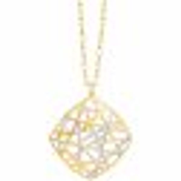 Anhänger mit Kette 925/- Sterling Silber vergoldet teils rhodiniert Viereck günstig online kaufen