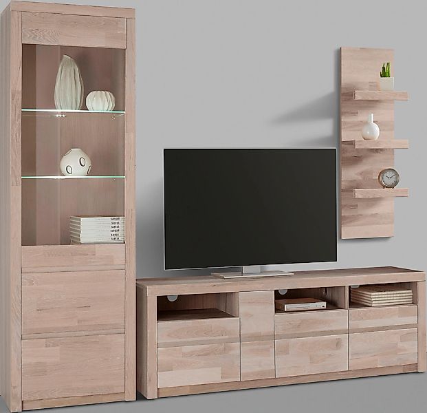 Home affaire Wohnwand "Silkeborg" Set, 3 Stk. tlg. teilmassives Holz günstig online kaufen