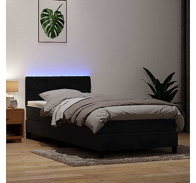 vidaXL Boxspringbett, Boxspringbett mit Matratze Schwarz 90x210 cm Samt günstig online kaufen