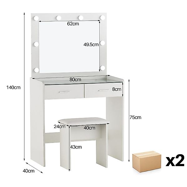 Ofcasa Schminktisch 80x33x140cm Frisiertisch (2 Pakete), günstig online kaufen