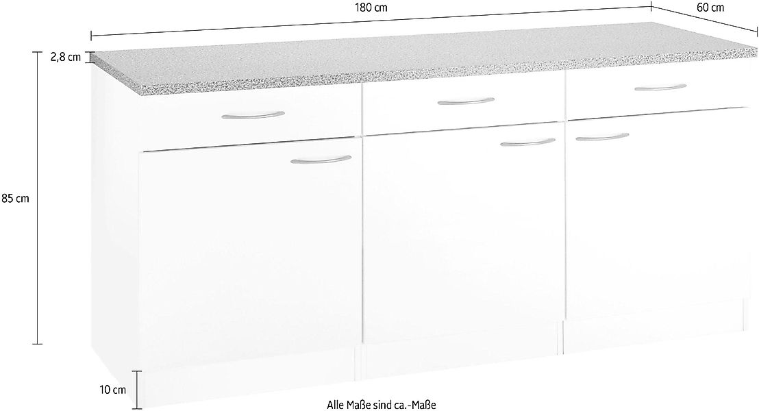 wiho Küchen Unterschrank "Kiel" 180 cm breit günstig online kaufen