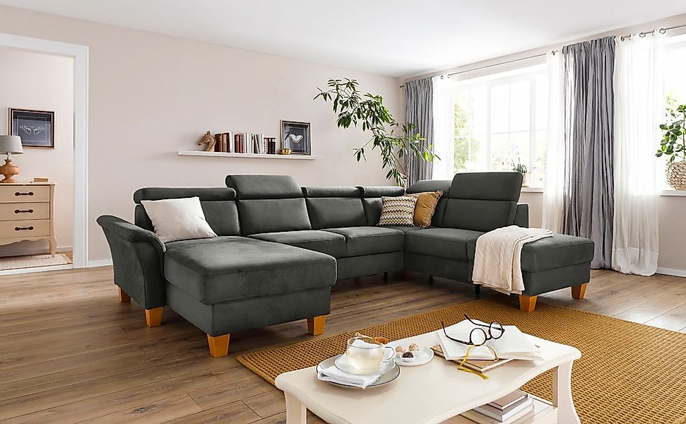 Home affaire Wohnlandschaft "Conville U-Form" Kopfteilverstellung wahlweise günstig online kaufen