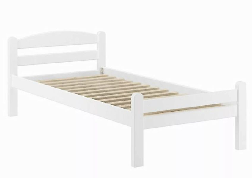 ERST-HOLZ Bett Einzelbett Gästebett massiv Buche weiß 90x200, Buchenholzwas günstig online kaufen