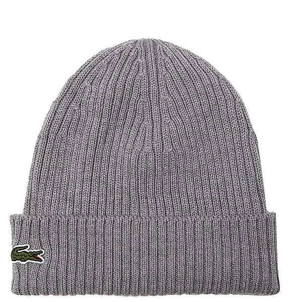 LACOSTE Strickmütze aus reiner Wolle Farbe grau Größe: One Size günstig online kaufen