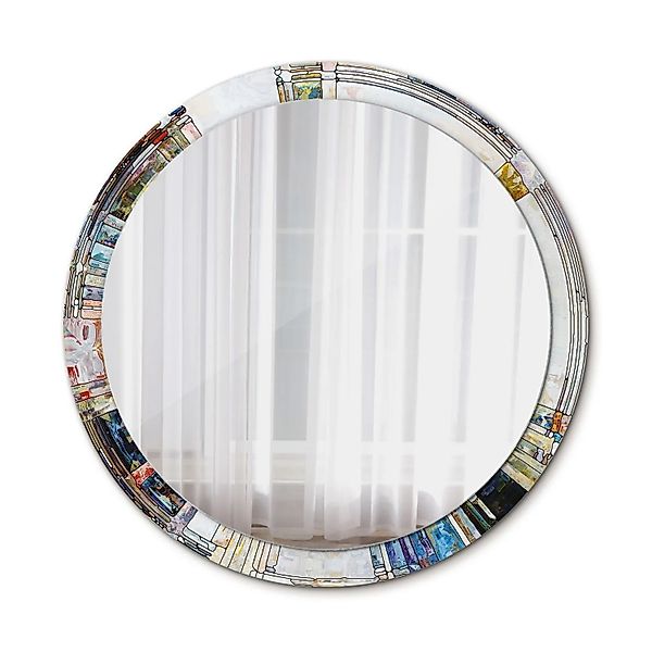 Tulup Spiegel mit Motivdruck Buntglas 100x100 cm Runder Spiegel Aufdruck Sp günstig online kaufen