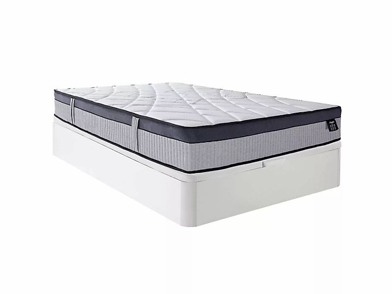 Set aus Bettgestell mit Bettkasten + Matratze - 140 x 190 cm - Hybridmatrat günstig online kaufen