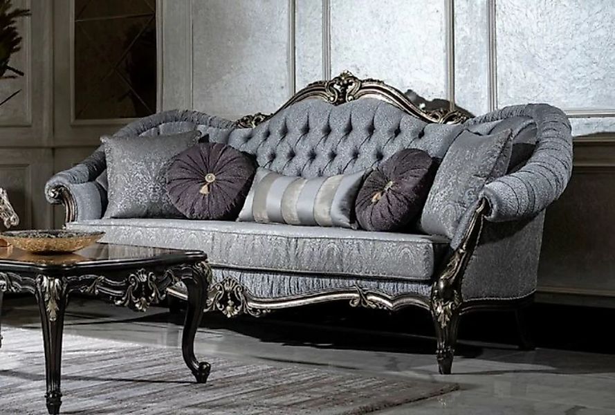 Casa Padrino Sofa Luxus Barock Sofa Hellblau / Grau / Dunkelgrau / Gold - P günstig online kaufen