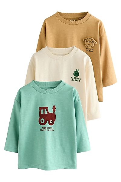 Next Langarmshirt 3er-Pack T-Shirts mit Grafik-Print günstig online kaufen