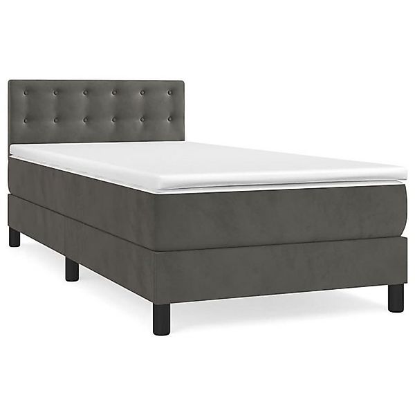 vidaXL Boxspringbett, Boxbett mit Matratze Dunkelgrau 90x200 cm Samt günstig online kaufen