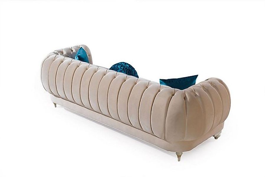 Xlmoebel Sofa Dreisitzer Chesterfield Sofa in Beige mit Designer-Textilbezu günstig online kaufen