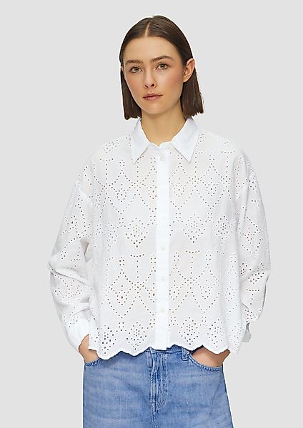 s.Oliver Langarmbluse Verkürzte Bluse mit Lochstickerei günstig online kaufen