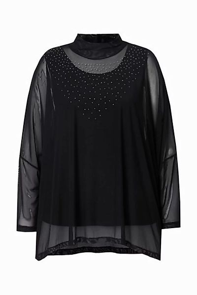 MIAMODA Druckbluse Bluse oversized Mesh Glitzersteinchen Top günstig online kaufen