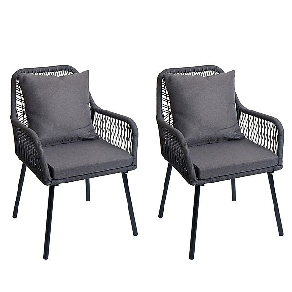 MCW Gartenstuhl O12 2er-Set Sitz-/Rückenpolster Aluminium Anthrazit Bezug D günstig online kaufen