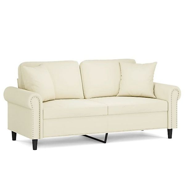 vidaXL Sofa, 2-Sitzer-Sofa mit Zierkissen Creme 140 cm Samt günstig online kaufen