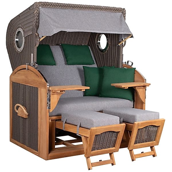 GarWoh Strandkorb Horum XL Teak PE Grey Dessin 571 günstig online kaufen
