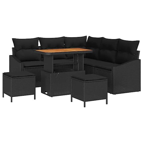 vidaXL Gartensofa-Set mit Kissen 8 Stk Schwarz Poly Rattan 3364604 günstig online kaufen