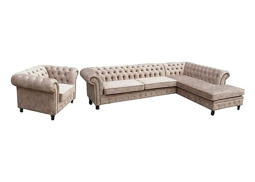 JVmoebel Ecksofa Sofa Couch Polster Chesterfield Möbel Garnitur mit Sessel günstig online kaufen