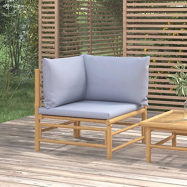 vidaXL Sofaelement Garten-Ecksofa mit Hellgrauen Kissen günstig online kaufen