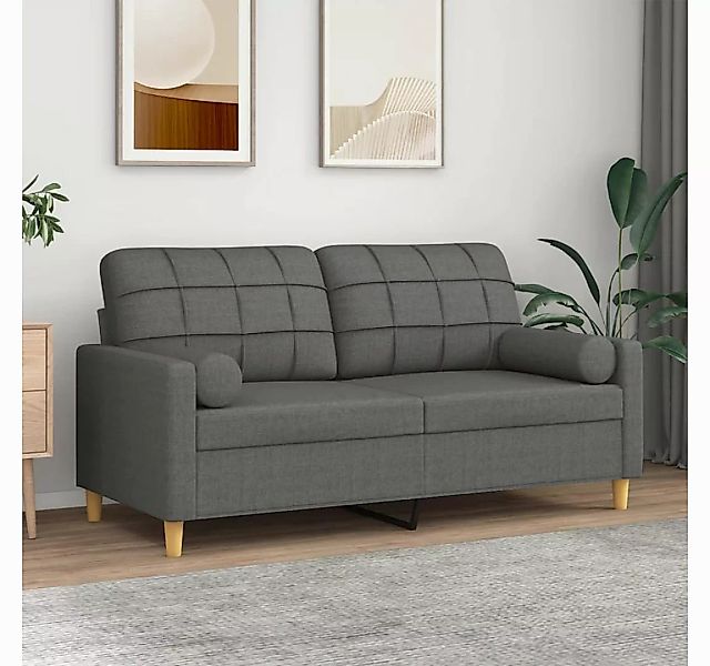 vidaXL Sofa 2-Sitzer-Sofa mit Zierkissen Dunkelgrau 140 cm Stoff günstig online kaufen