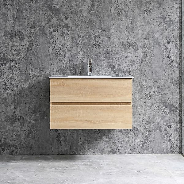 Sanotechnik Einzelwaschtisch Corbo 80 cm Braun mit Softclose günstig online kaufen