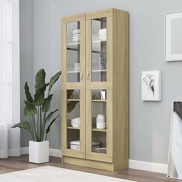 Vitrinenschrank Sonoma-eiche 82,5x30,5x185,5 Cm Spanplatte günstig online kaufen