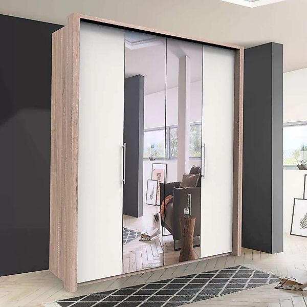 Moderner Schlafzimmerschrank mit Falttüren und Spiegel Made in Germany günstig online kaufen