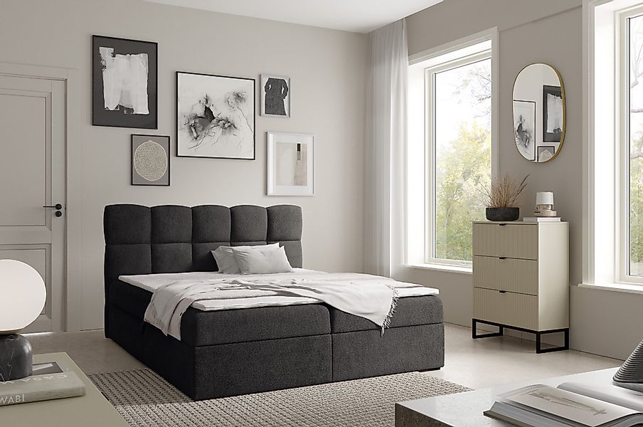 yourhouse24 Boxspringbett Negros, Doppelbett mit Bonell-Matratze günstig online kaufen