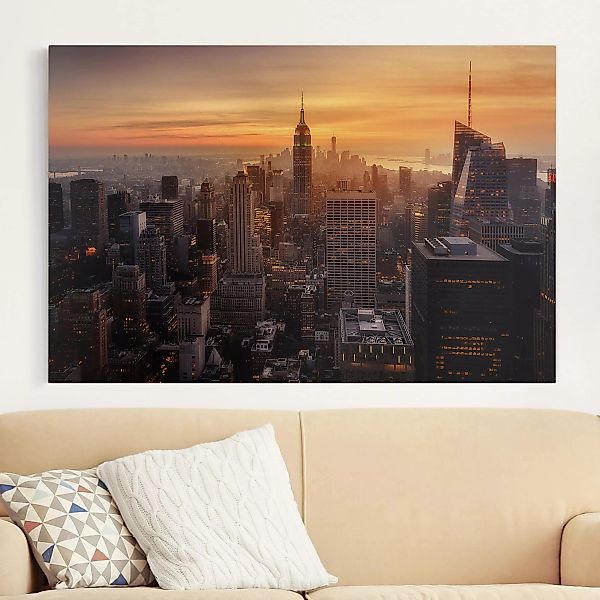 Leinwandbild New York - Querformat Manhattan Skyline Abendstimmung günstig online kaufen