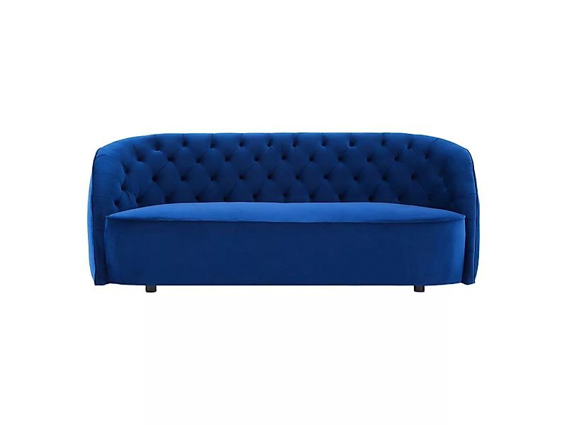 Sofa 3-Sitzer - Samt - Blau - ORTANO günstig online kaufen