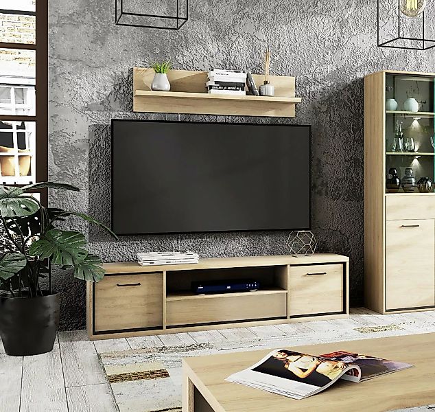 Furnix TV-Schrank MEDIOLANE M-13 RTV-Board Lowboard mit 2 Türen Natural Hic günstig online kaufen