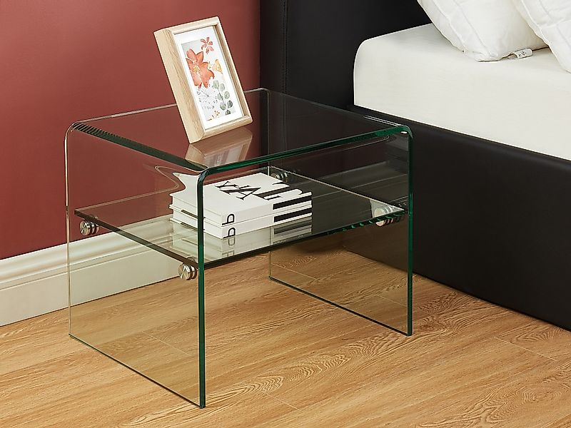 2er-Set Nachttische mit 1 Ablage - Sicherheitsglas - STILEOS günstig online kaufen