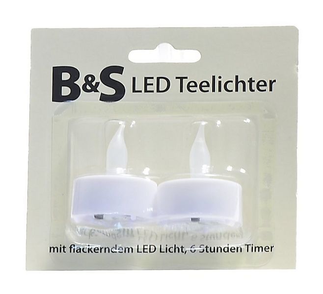 B&S LED-Kerze 2 LED Kerzen Ø 3,8 cm Kunststoff weiß mit Flackereffekt günstig online kaufen