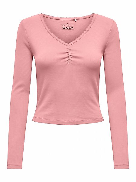 ONLY Langarmshirt "ONLBETTY LIFE L/S SCALLOP V-NECK CC JRS" mit Raffung am günstig online kaufen