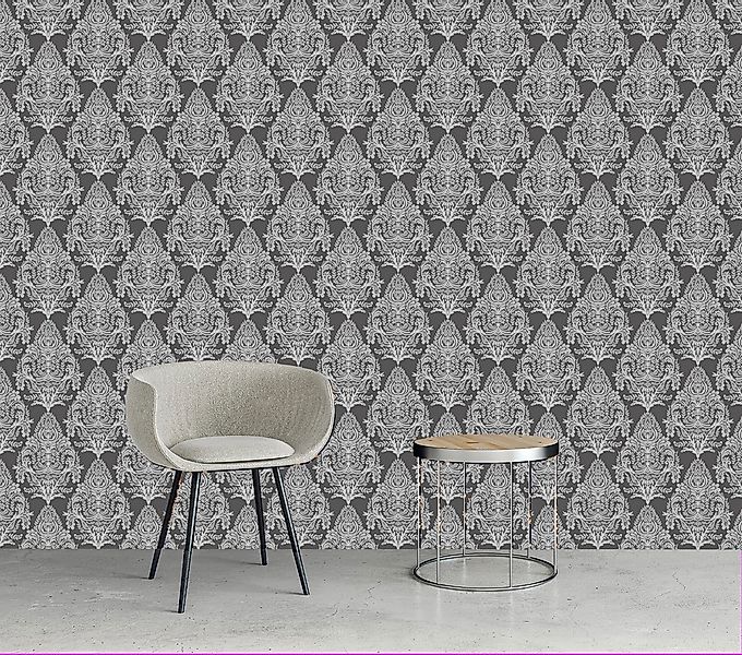queence Vinyltapete »Estelle«, bedruckt-Barock-Antikoptik-Kunst, 90x250cm, günstig online kaufen