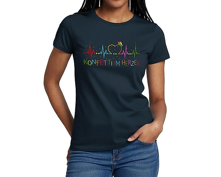 Spreadshirt T-Shirt Herzschlag Konfetti Im Herzen EKG Karneval Frauen T-Shi günstig online kaufen