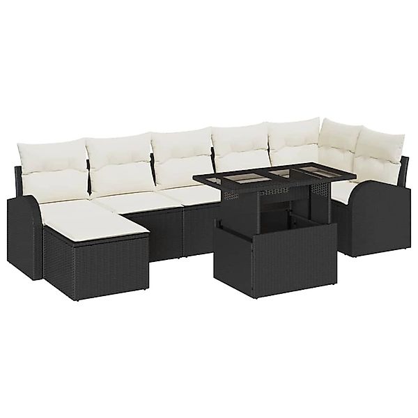 vidaXL Garten-Sofa-Set mit Speicher 8-Tlg Schwarz Poly Rattan 3357420 günstig online kaufen