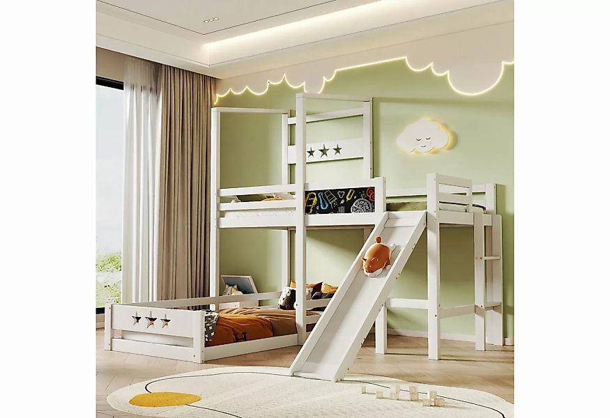 liebtech Etagenbett Kinderbett Etagenbett mit Tafel und Rutsche (Hochbett m günstig online kaufen