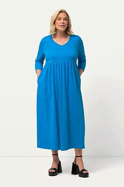 Ulla Popken Sommerkleid Jerseykleid Empirenaht V-Ausschnitt 3/4-Arm günstig online kaufen