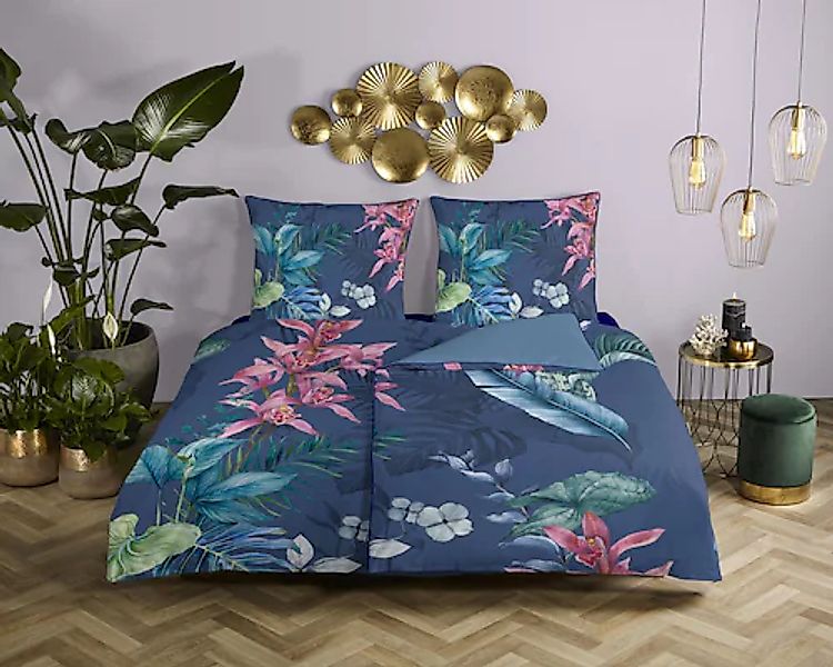 Descanso Wendebettwäsche »Maee« 3 Stk. tlg. Satin, Reißverschluss, Paspel, günstig online kaufen